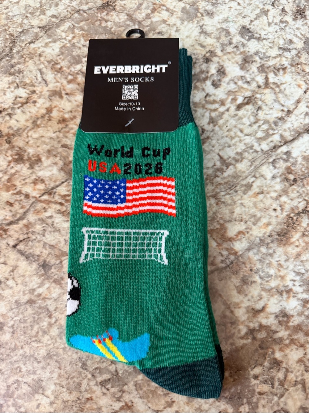 Everbright Men's World Cup USA 2026 Green Crew Socks